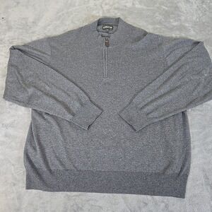 Orvis Sweater Mens XL Gray Mock Neck 1/4 Zip Pullover Cotton‎ Silk Cashmere